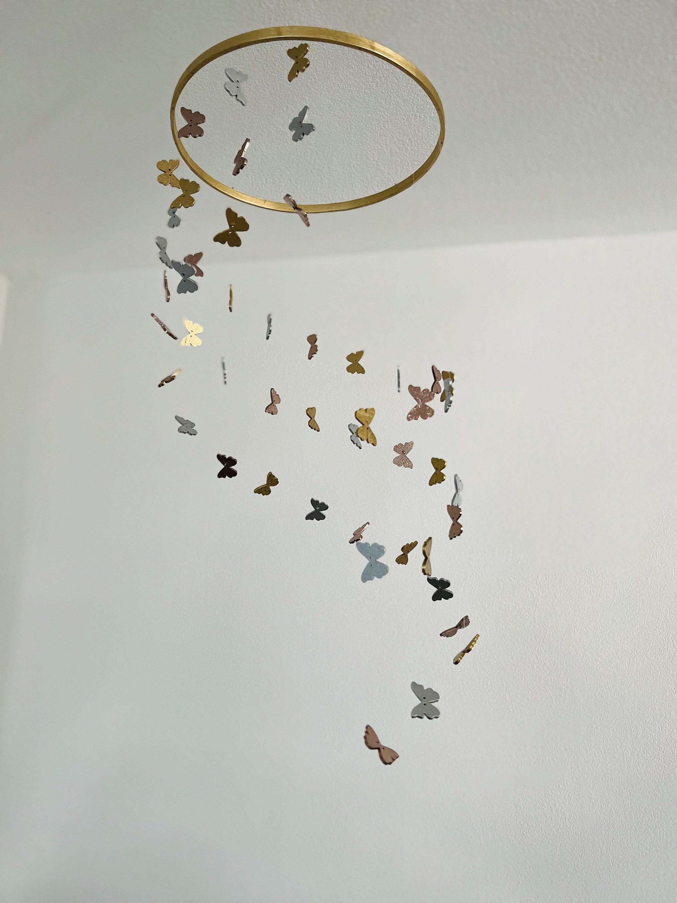 Multicolor butterflies baby mobile, gold, silver, rose gold wood kids mobile, boho minimalist mobile, gender neutral mobile