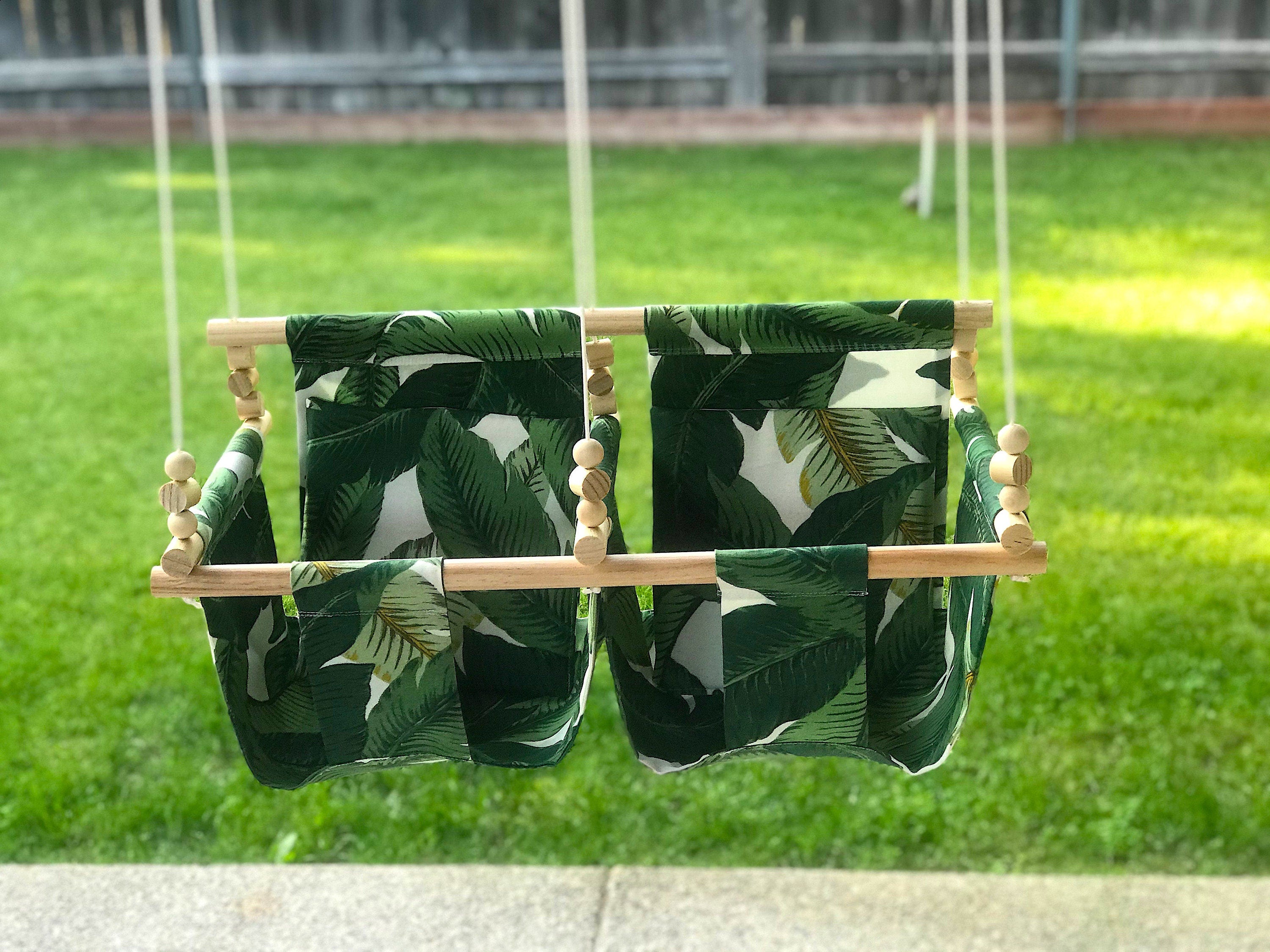 Outdoor Hawaiian Jungle Tropical Fabric Twin Baby Swing Hammock Shipped in 3 days Customize it