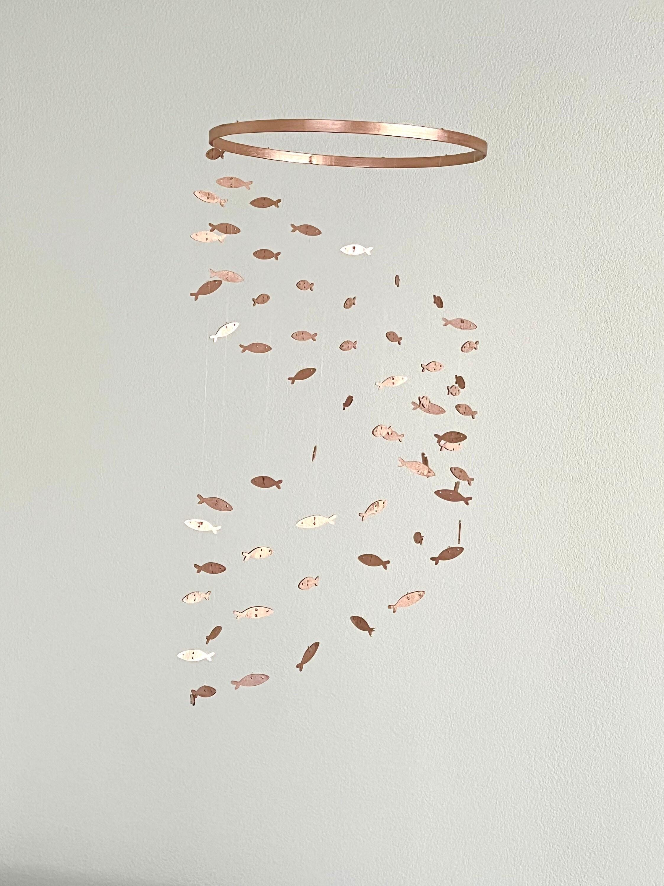 Rose gold fish baby mobile, marine crib mobile nursery, night baby mobile, kids mobile, minimalist mobile, gender neutral wood mobile